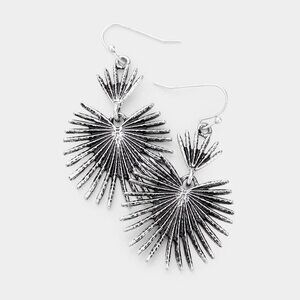 NEW Silver Metal Sunburst Earrings